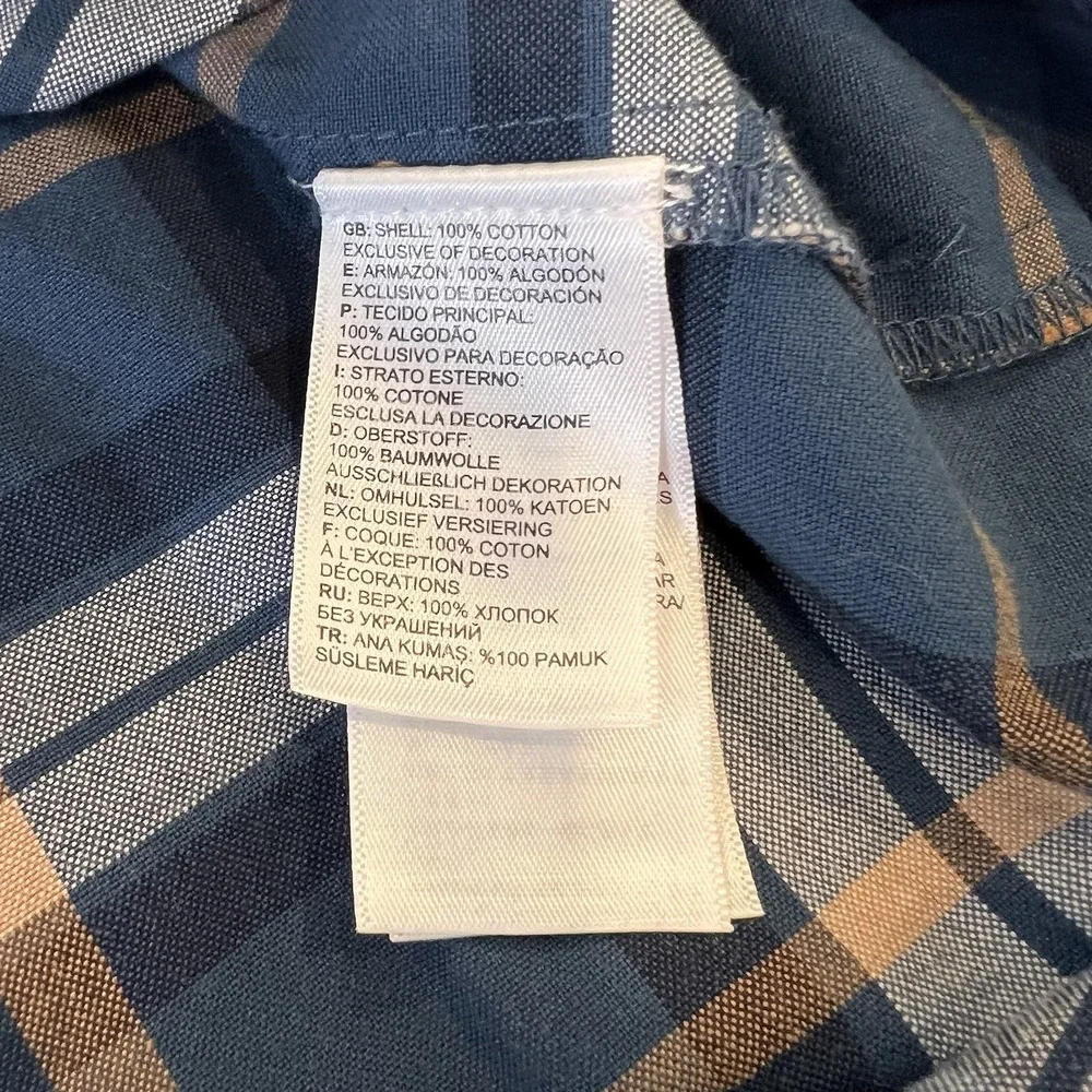 The North Face Men's Heavy Flannel Button Size XL Blue & Gold Plaid Pattern